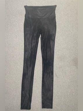Spanx Women’s Black Faux Leather Pull On Leggings - XS
